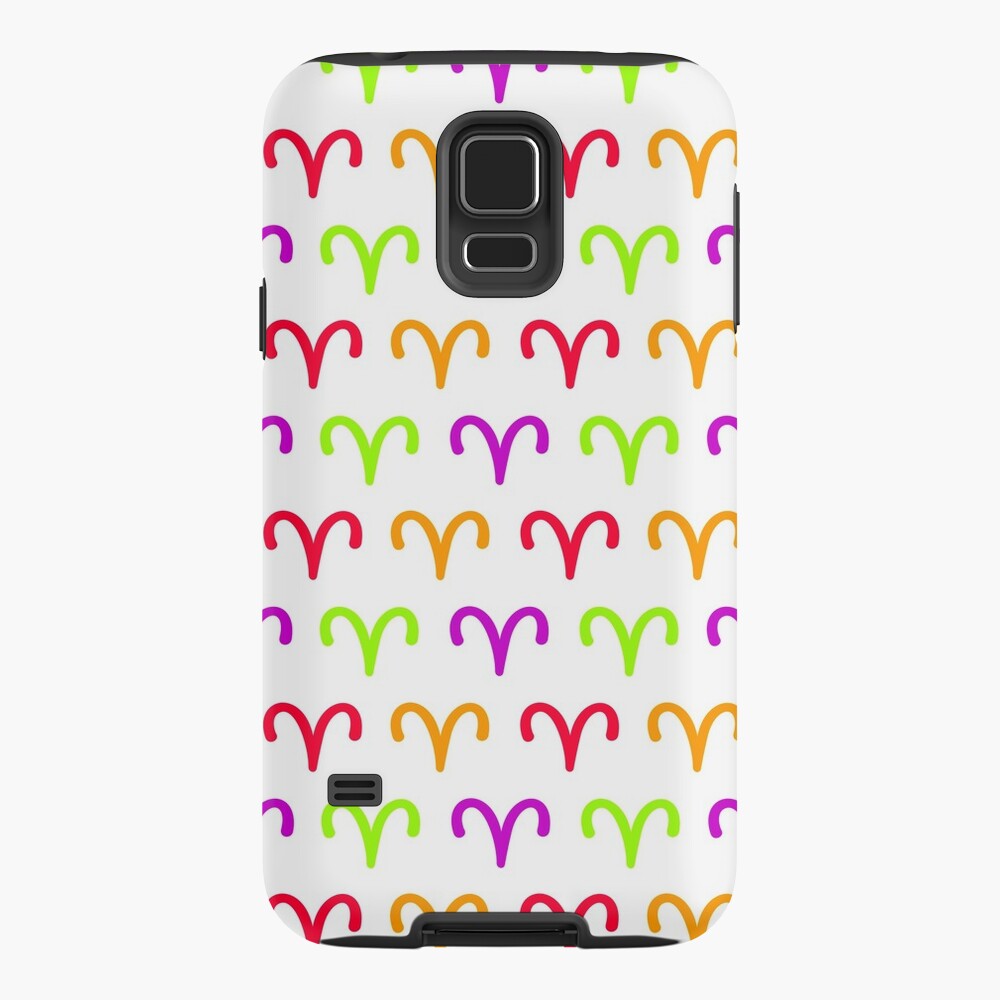 Coque antichoc Samsung Galaxy Signe bélier multicolore, symbole zodiaque astrologie blanc