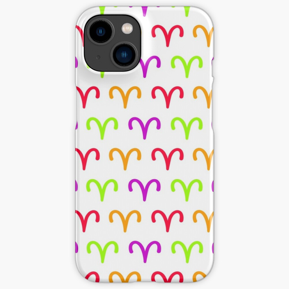 Coque iPhone bélier multicolore, symbole du zodiaque astrologie fond blanc